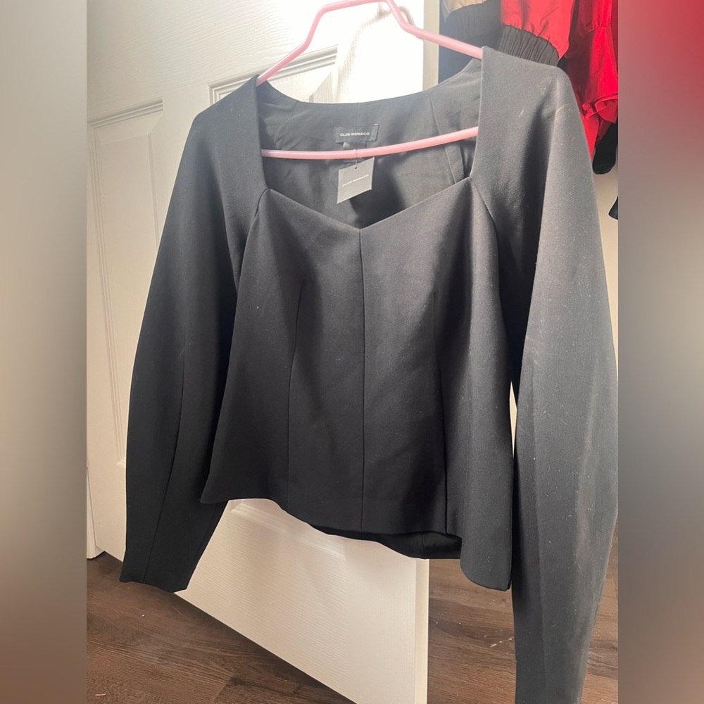 Club Monaco Black Square Neck Top